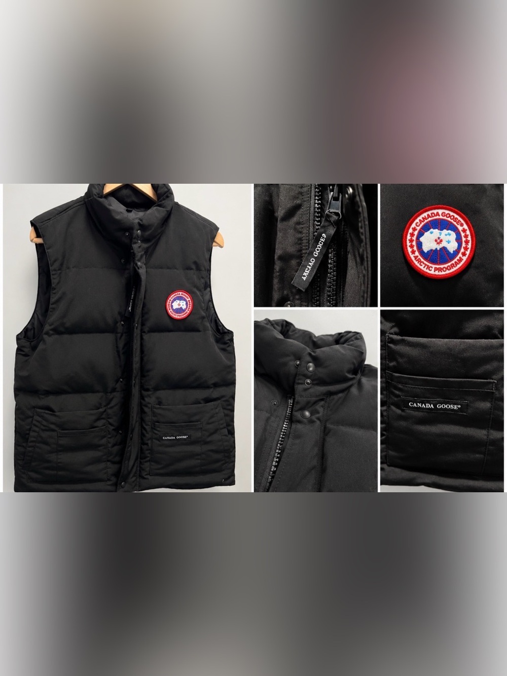 Canada Goose Black Puffer Vest with Red Logo Patch Size S